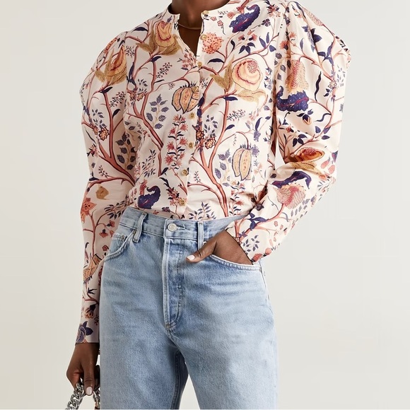 Ulla Johnson Tops - Ulla Johnson Cotton Harriet Floral Puff Sleeve Shirt